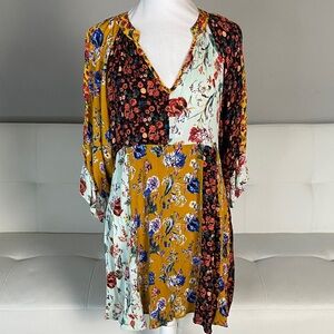 Umgee Multicolor Floral Patchwork Tunic Dress/Top